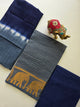 Madurai sungudi zari kattam salwar set - grey with blue MS23