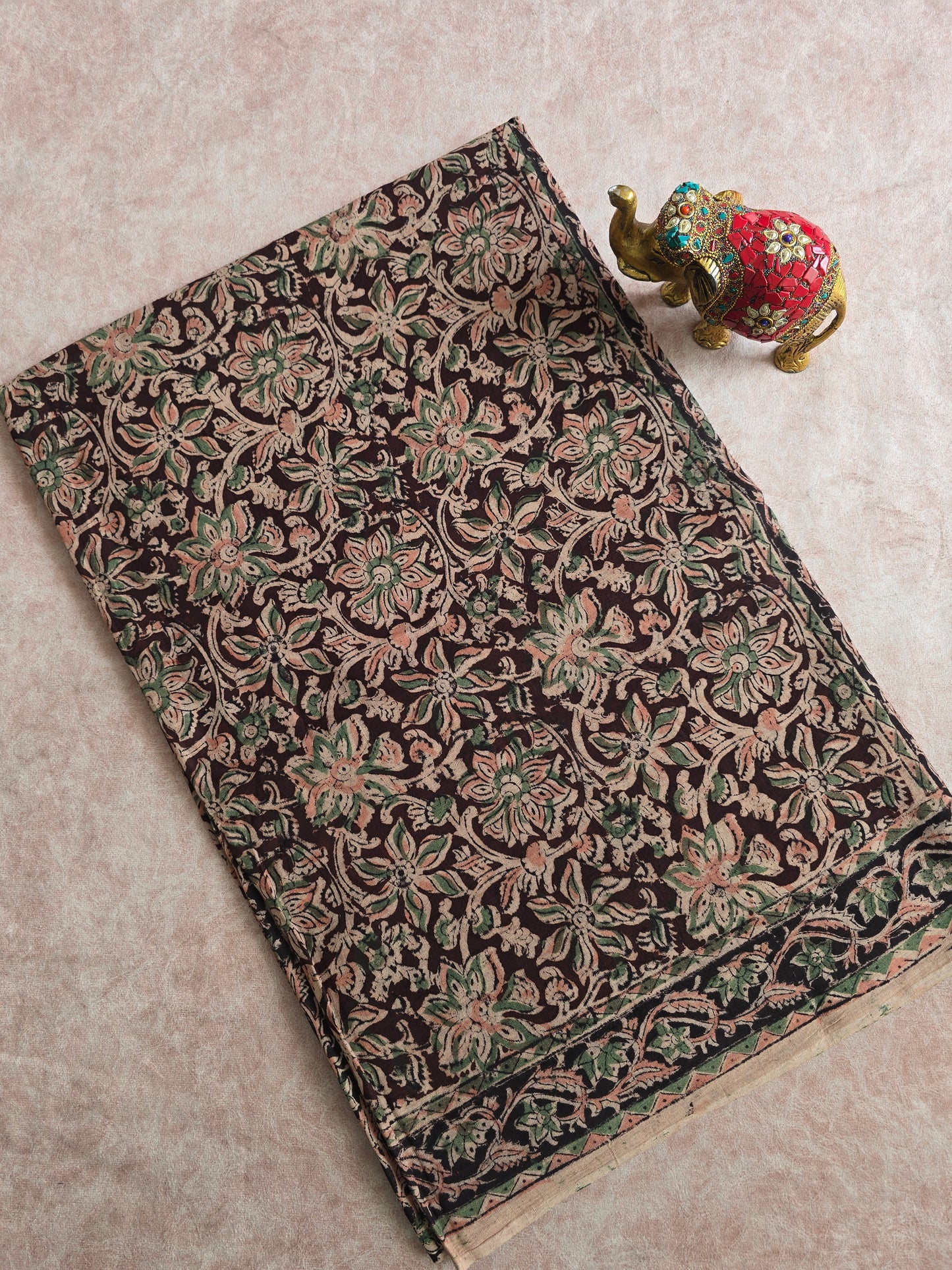Handblock pure kalamkari cotton saree - HZ15