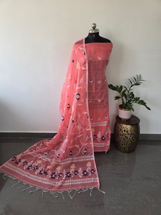 Silk cotton jamdhani set - AV71