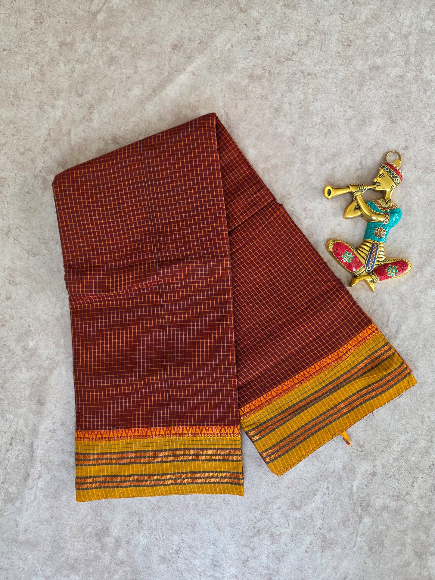 Mercerised checked narayanapet saree - NA197