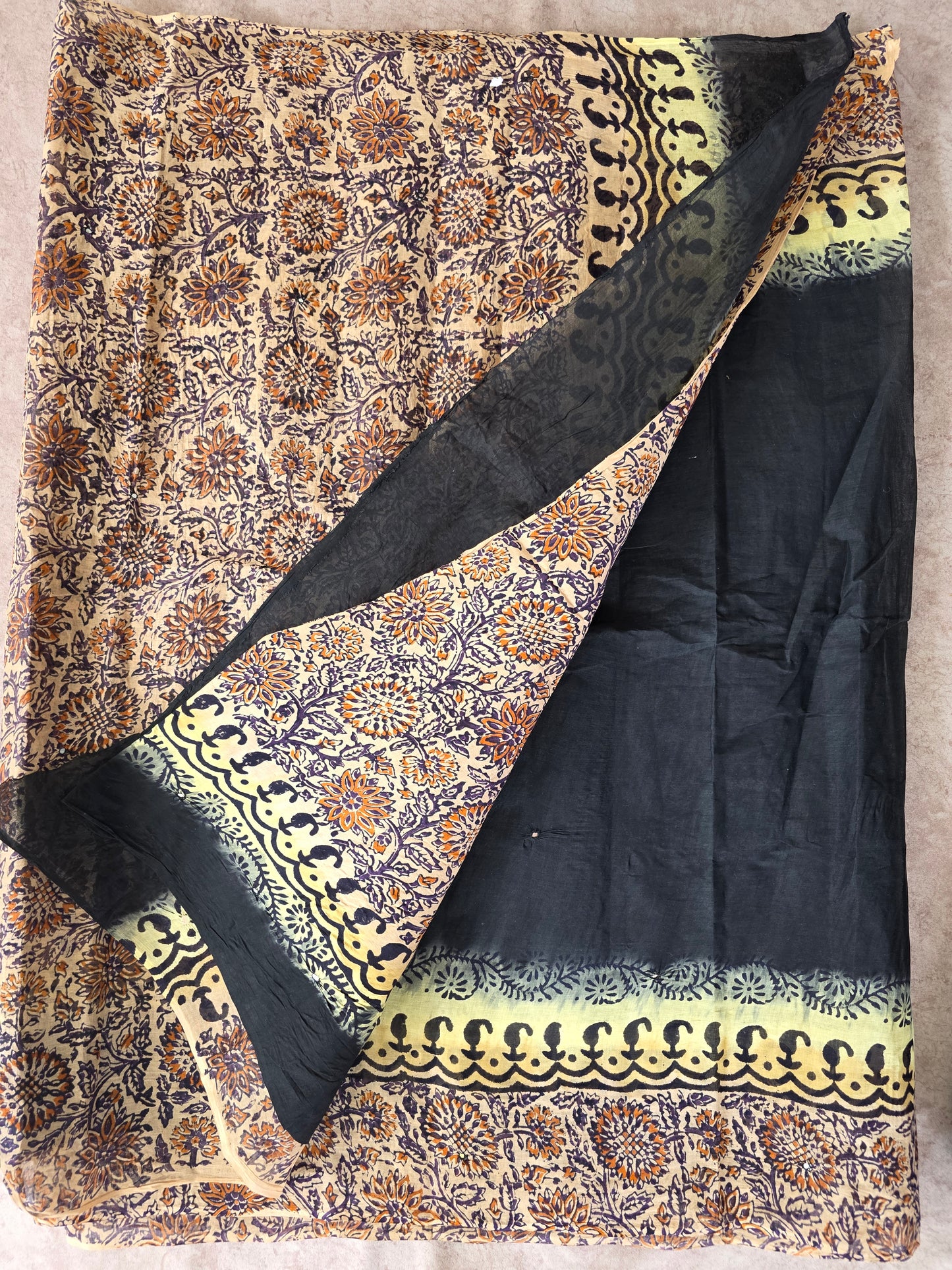 Handblack cotton saree - GE229