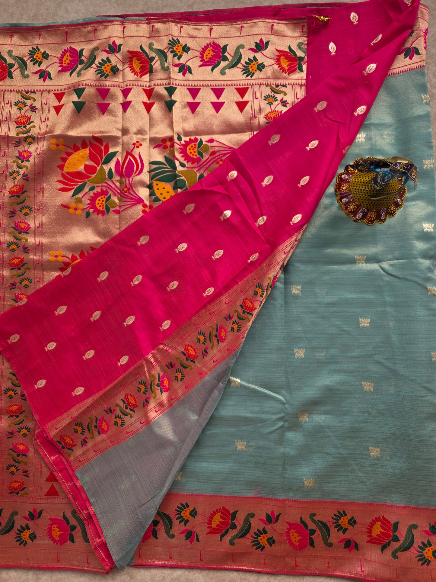 Kora tissue paithani silk saree