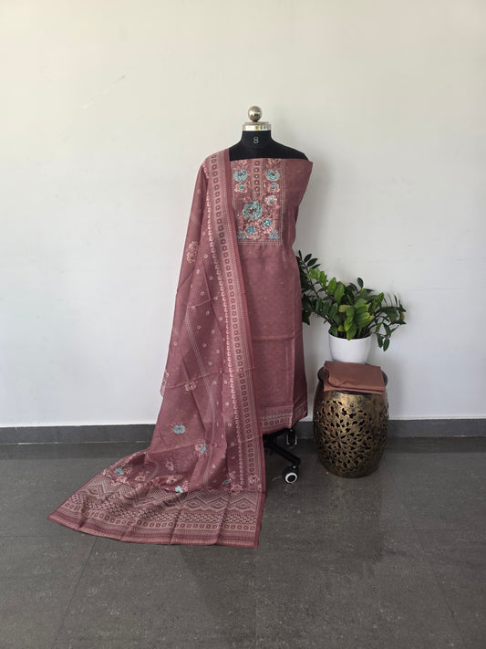 Premium fancy chanderi silk set - DS40