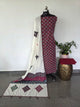 Handcrafted ajrakh cotton set with kantha applique mirror  cotton shawl - BAA116