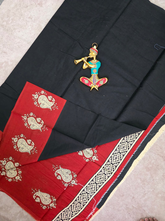 Handblock Jaipuri pure cotton saree - JA509