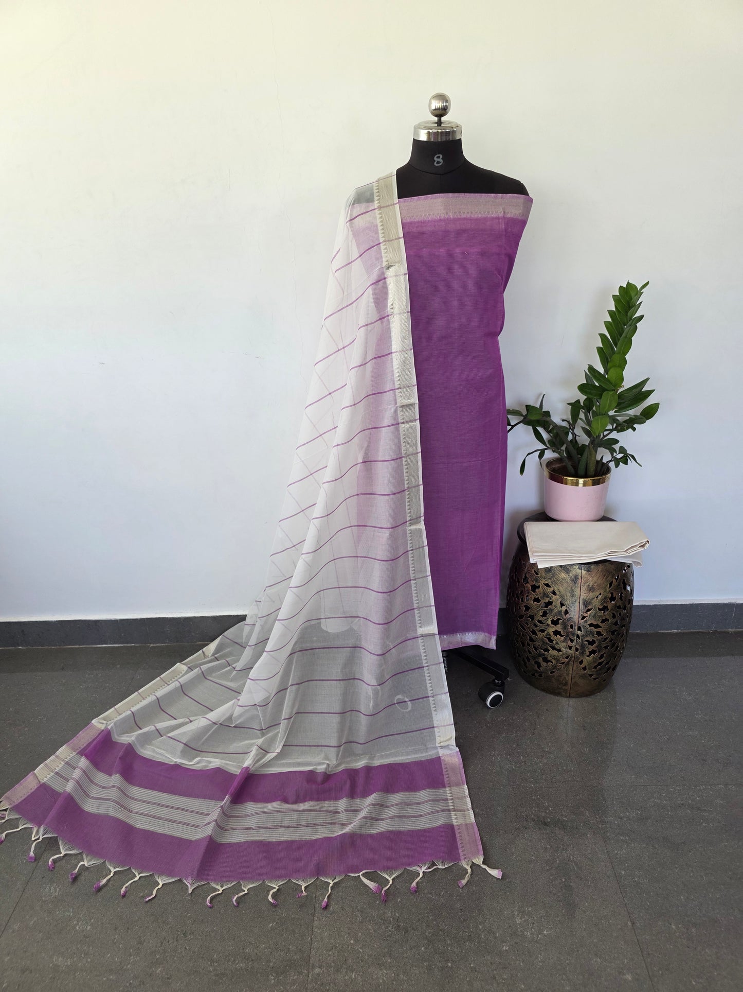 Mangalagiri cotton set with zari border - MAA71