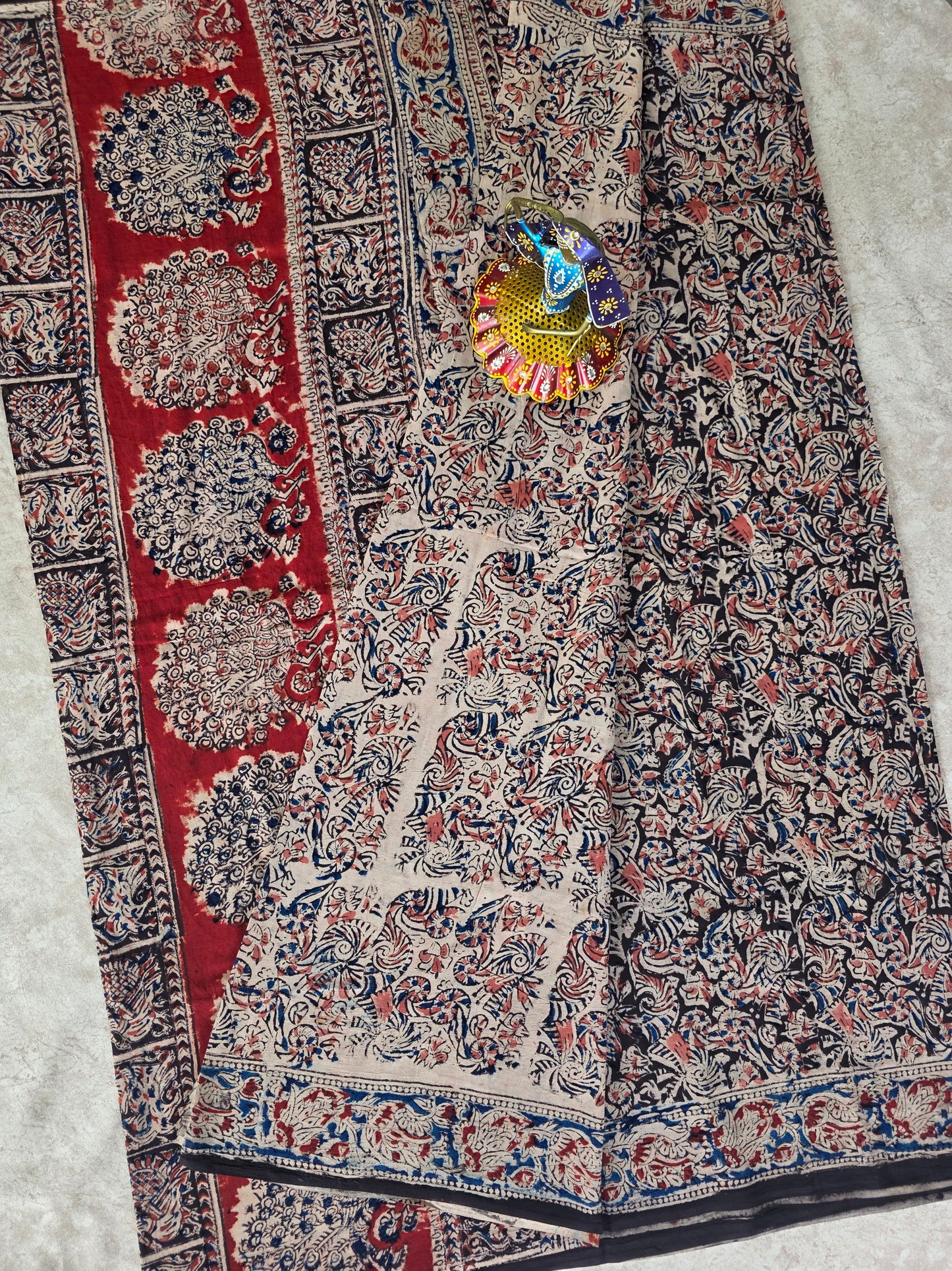 Handblock pure kalamkari cotton saree  - HS7