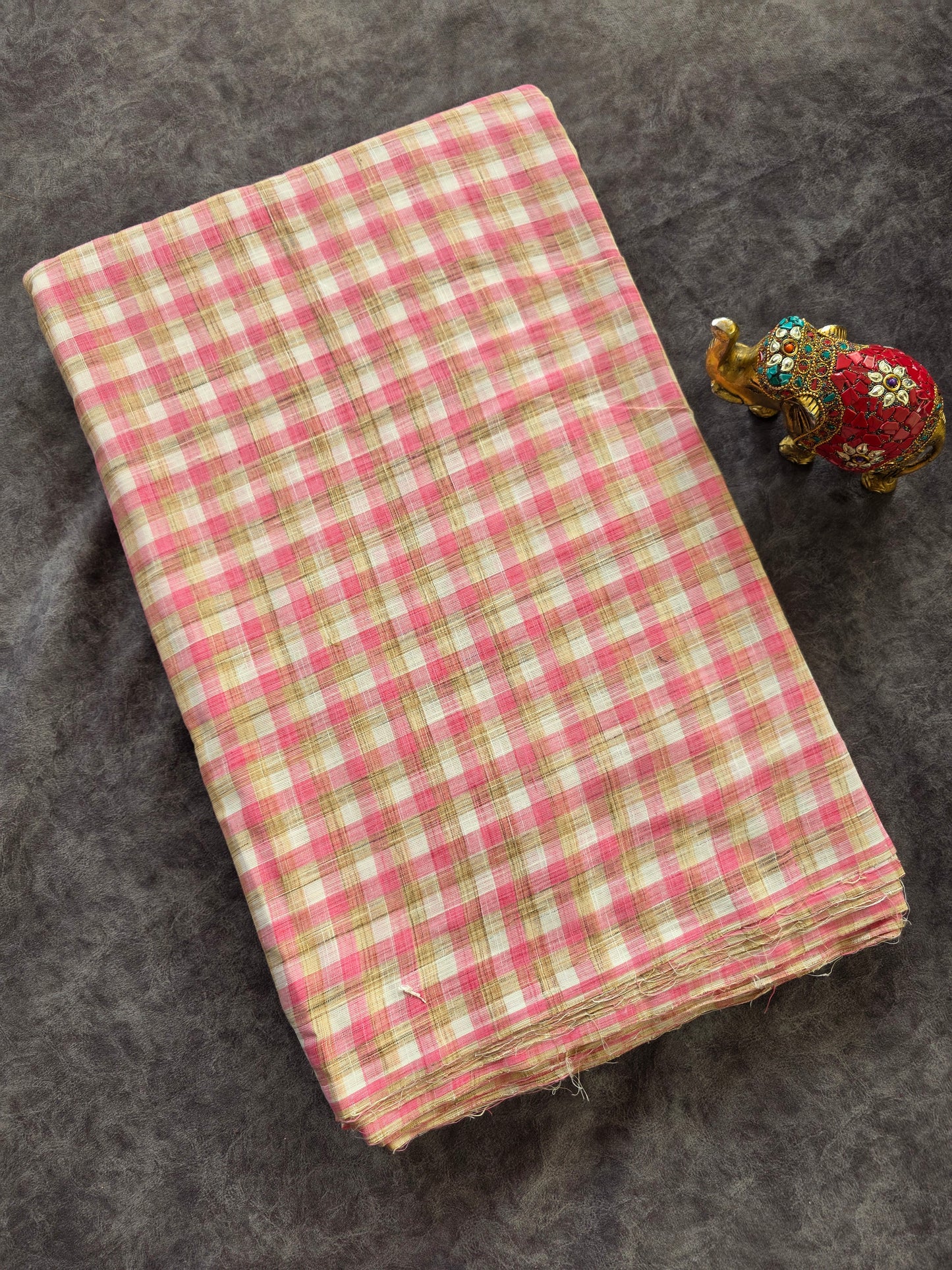 Prewashed Kattari Checked south cotton running material - HRM360