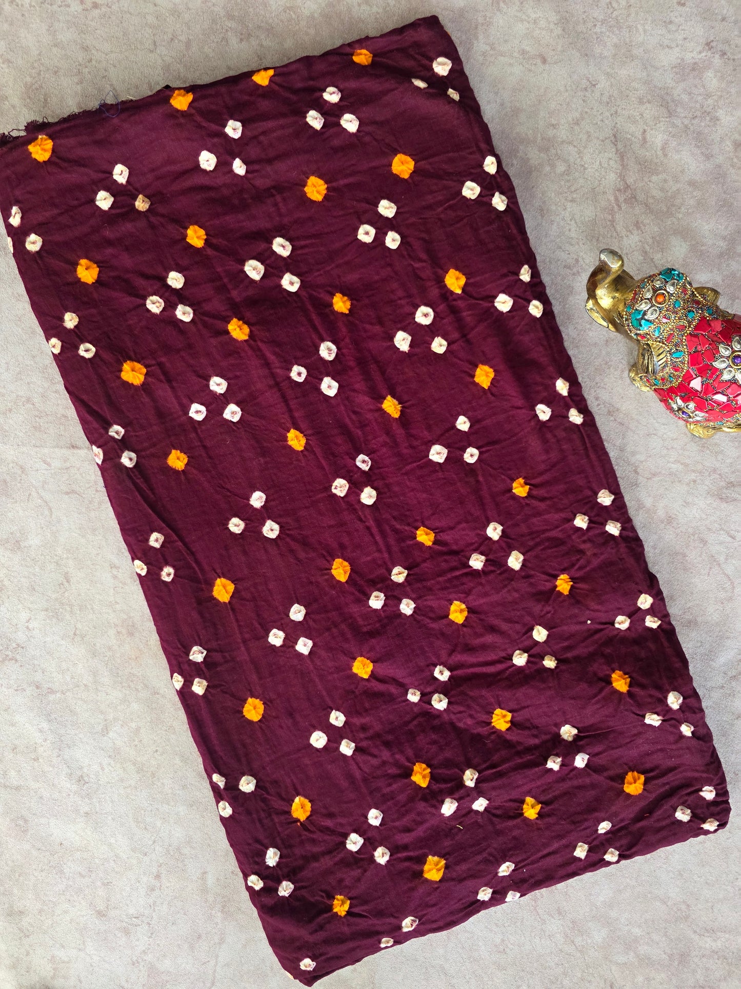 Handcrafted bandhini cotton running fabric-BN167