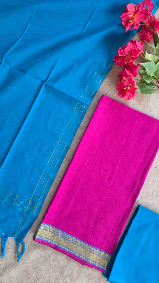 Pure handloom cotton with mangalagiri border - AA12