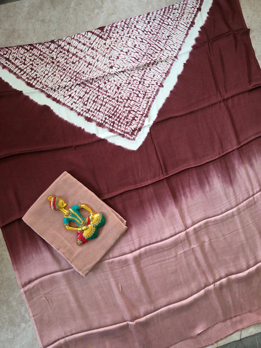 Handcrafted shibori Modal satin silk set - SM6