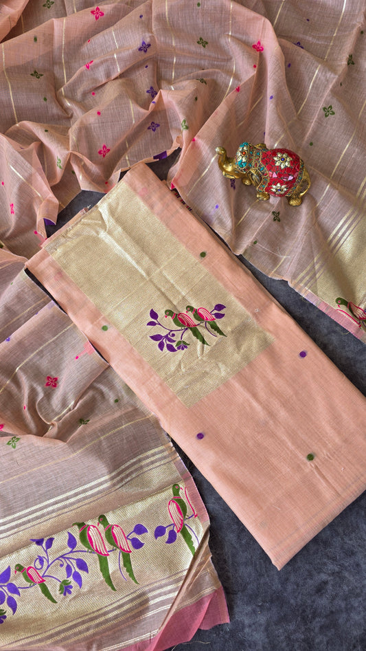 Fancy silk cotton paithani jamdhani set - HG2