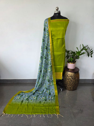 Handloom mangalagiri silk top with pure mangalagiri digital silk shawl - ML15