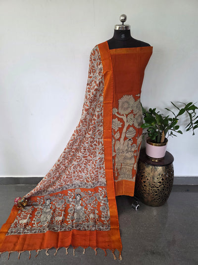 Kanchi border chennuri kalamkari  silk set - AK426
