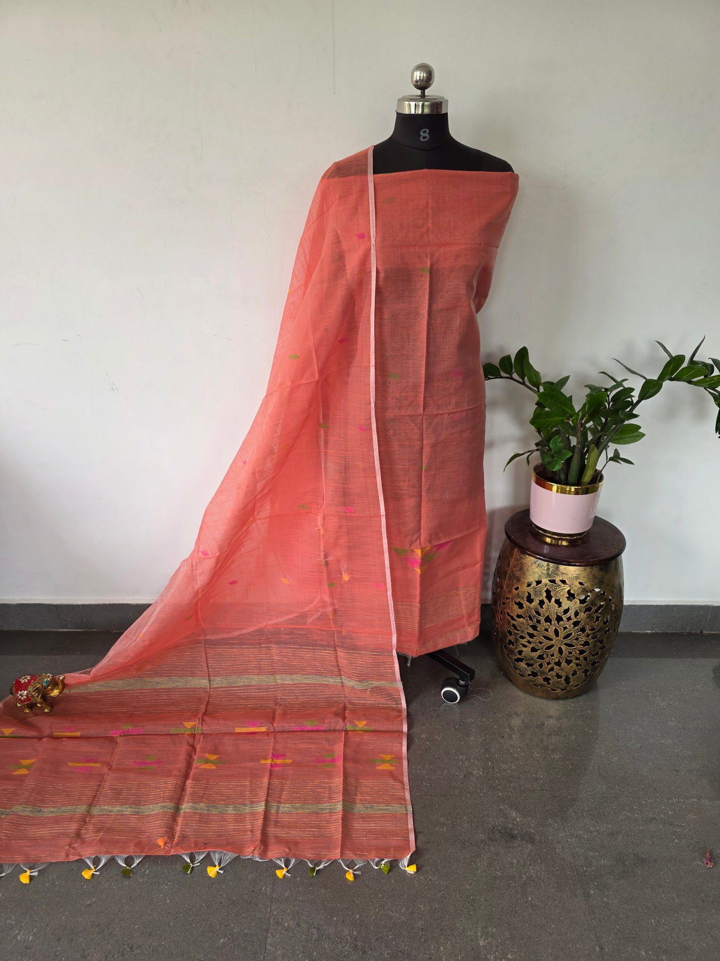 Semi muslin jamdhani salwar set - JMM433