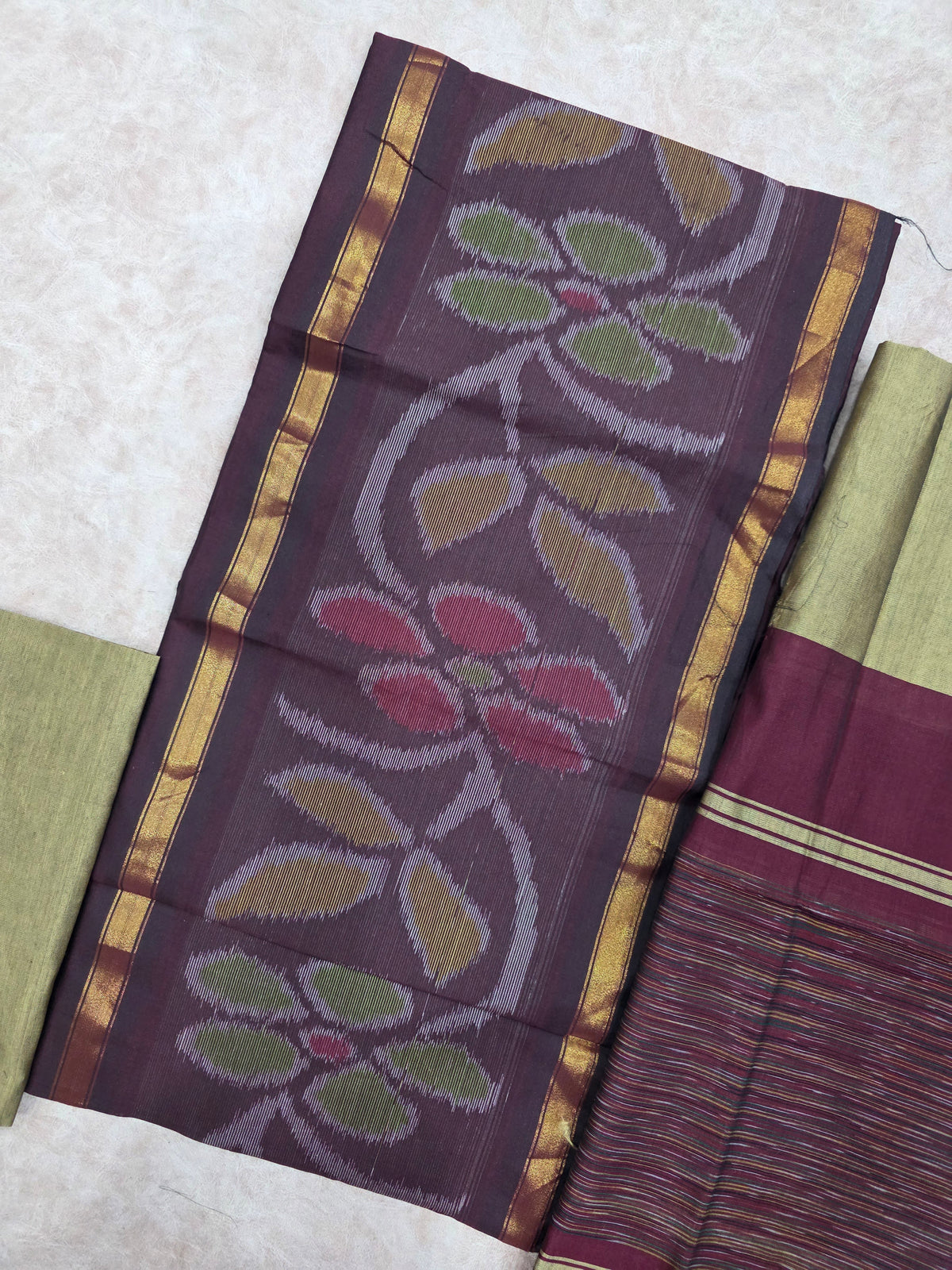 Pochampally sico set with ikkat damn -WW547
