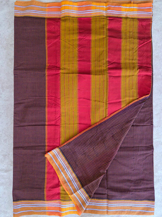 Mercerised checked narayanapet saree - NA196
