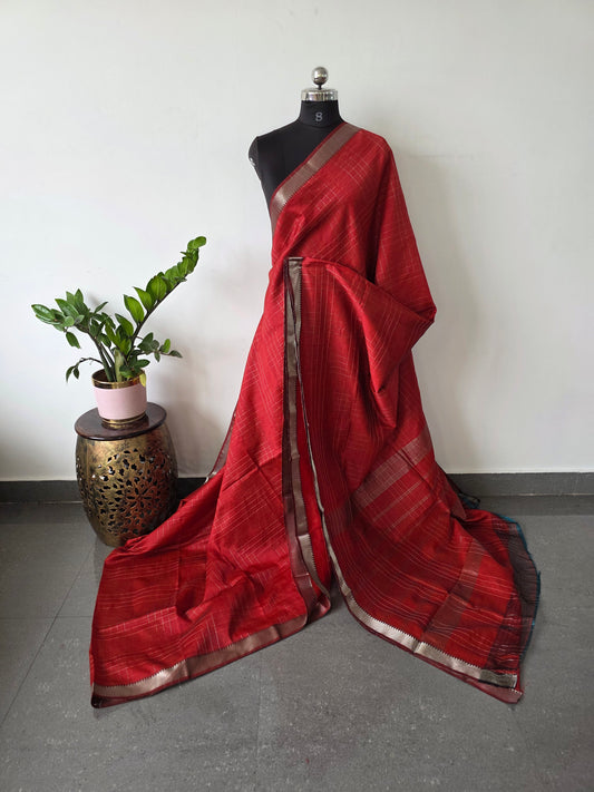 Premium checked semi mangalagiri pattu saree - MAA151