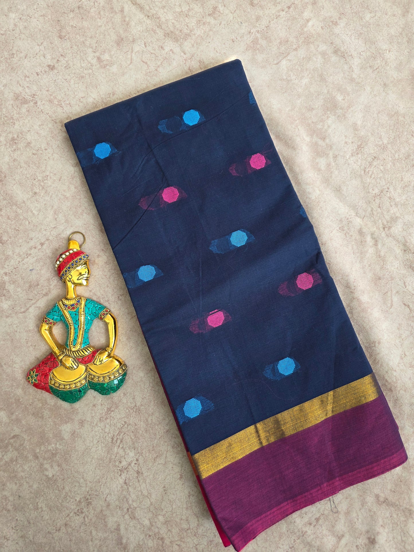 South cotton butta saree with zari border - MAA190