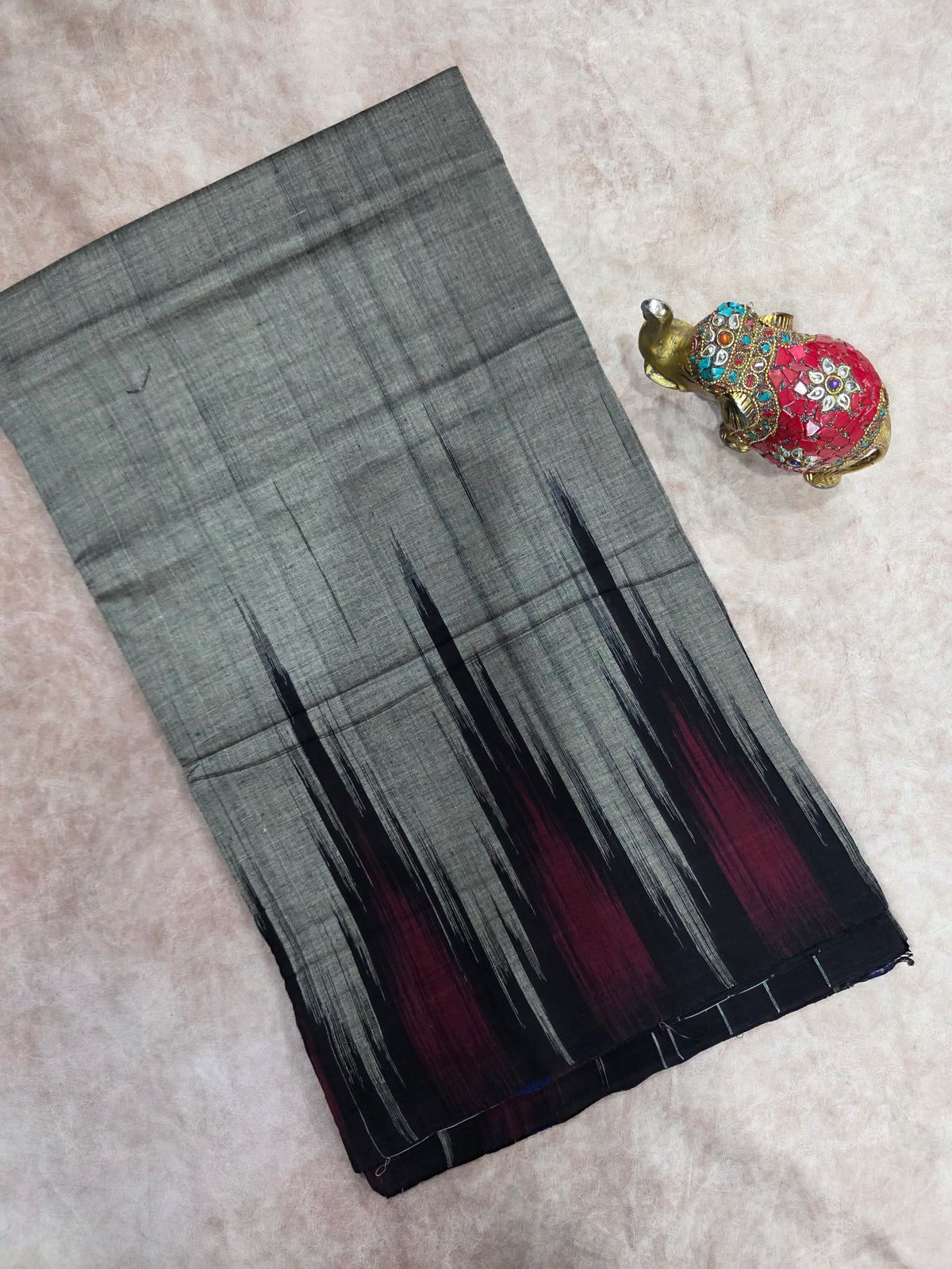 Konark ikkat soft cotton temple border saree  - WW225