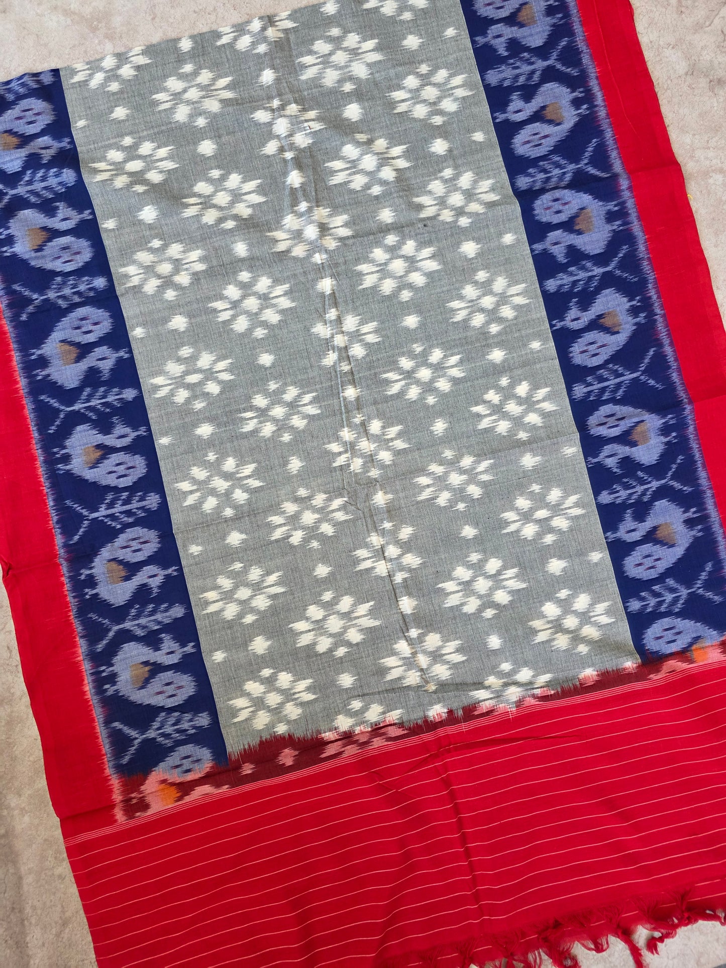 Handloom  mercerised weft ikkat duppatta  - KK122