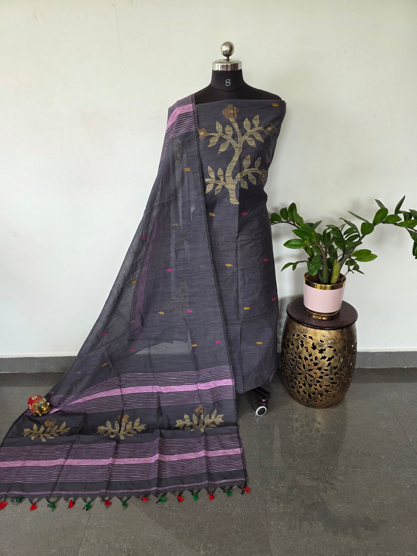 Semi muslin jamdhani salwar set - JMM455