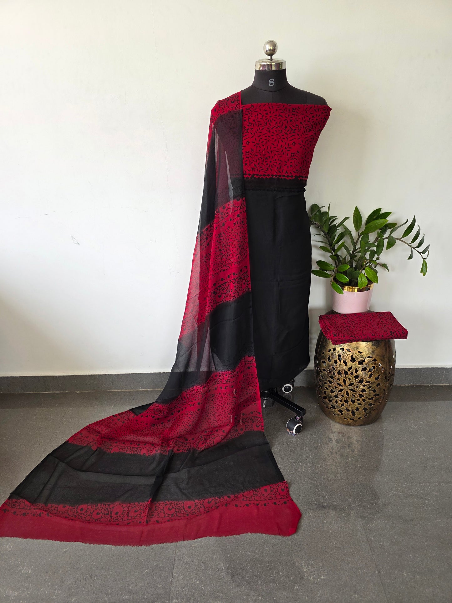 Handblock georgette salwar set - GE197