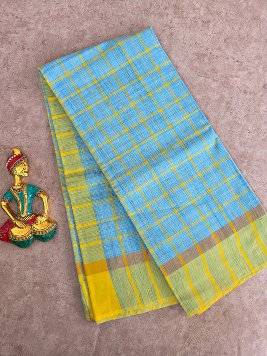 Checked Pure dobby south cotton saree - MAA176