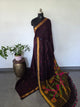 Premium handloom linen jamdhani paithani saree(Brown) - JMM549