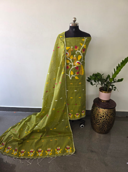 Premium silk cotton jamdhani set - AV197