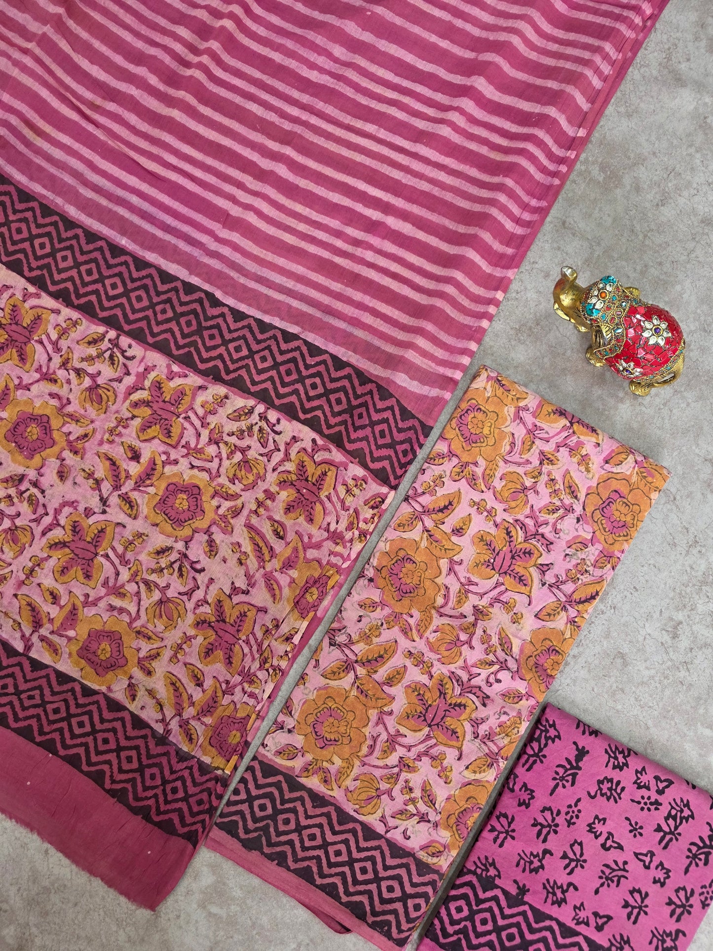 Nashpal Ajrakh Handblock Jaipuri pure cotton set - JA939