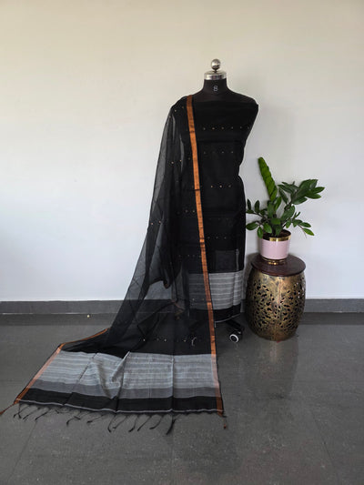Handwoven muslin sequence jamdhani set -MUL39