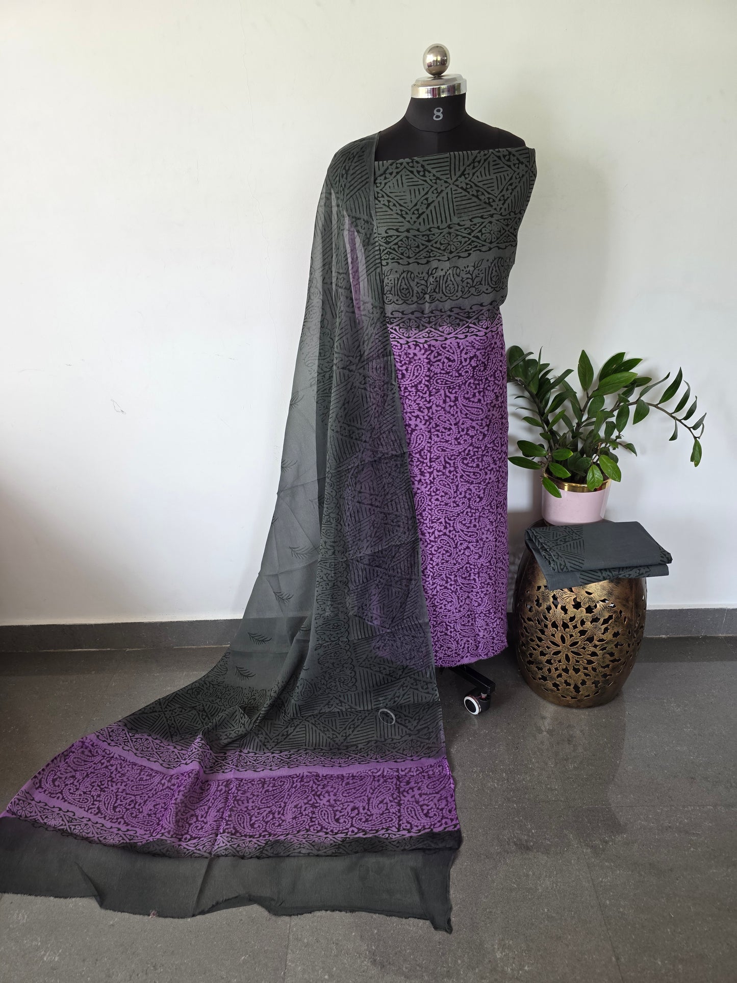 Handblock georgette salwar set - GE187