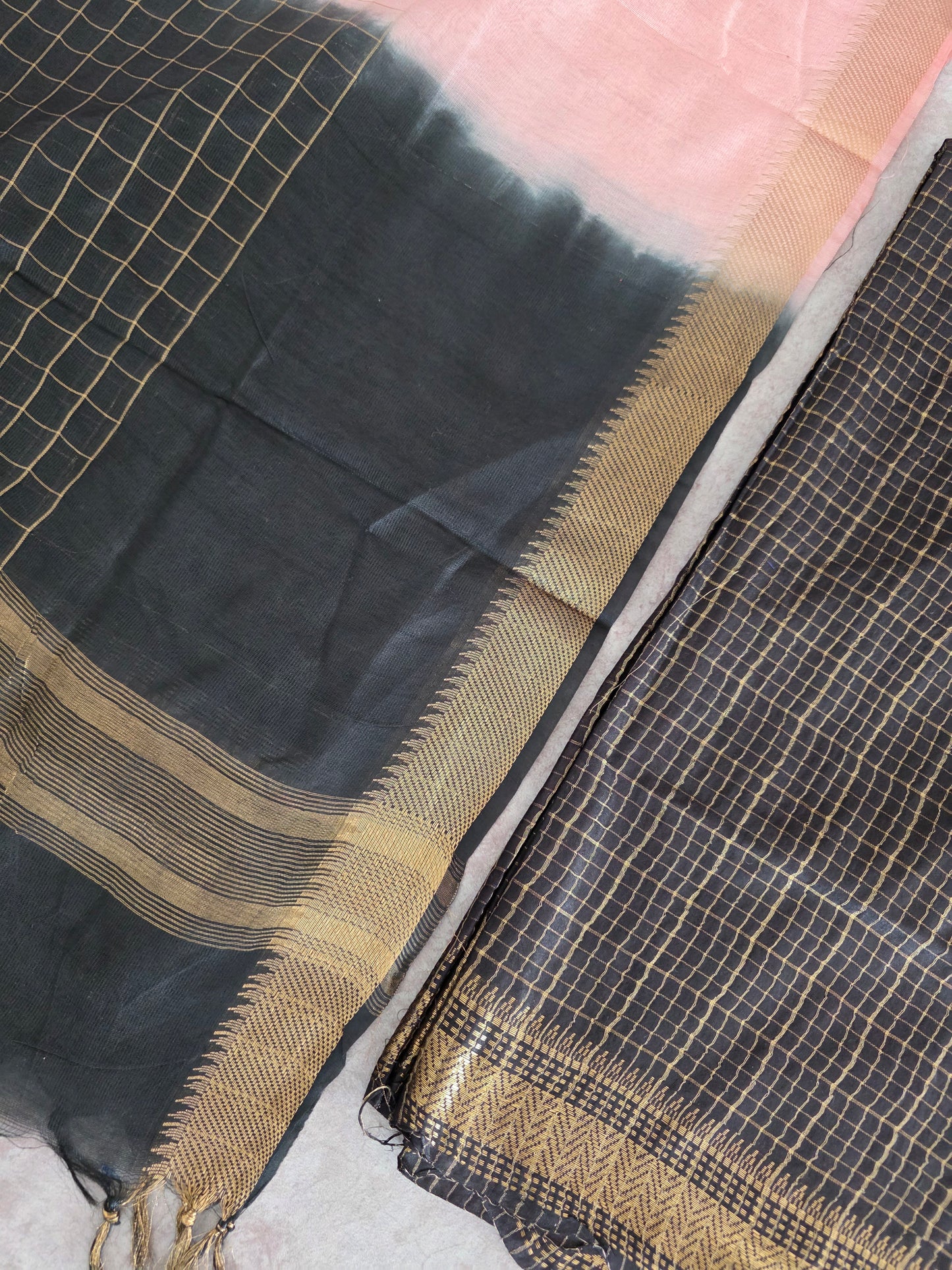 Checked Bhagalpuri fusion mangalagiri silk set - BA528