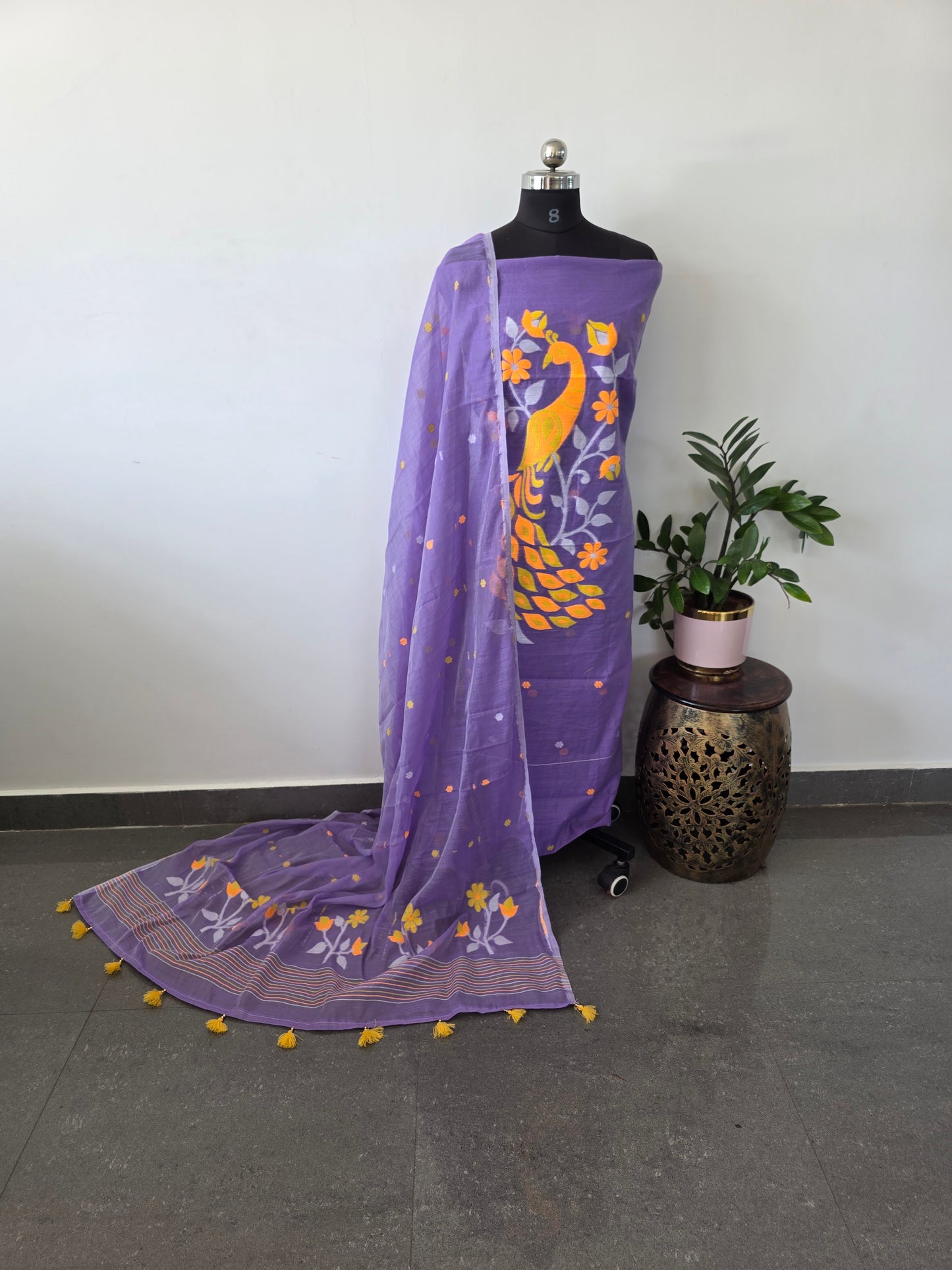 Premium silk cotton jamdhani set - AV64