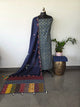 Handcrafted ajrakh cotton top with applique cotton shawl - BAA57