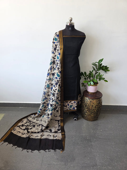 Gap border Mangalagiri kalamkari  silk sets ( 3 mtrs ) - GA2