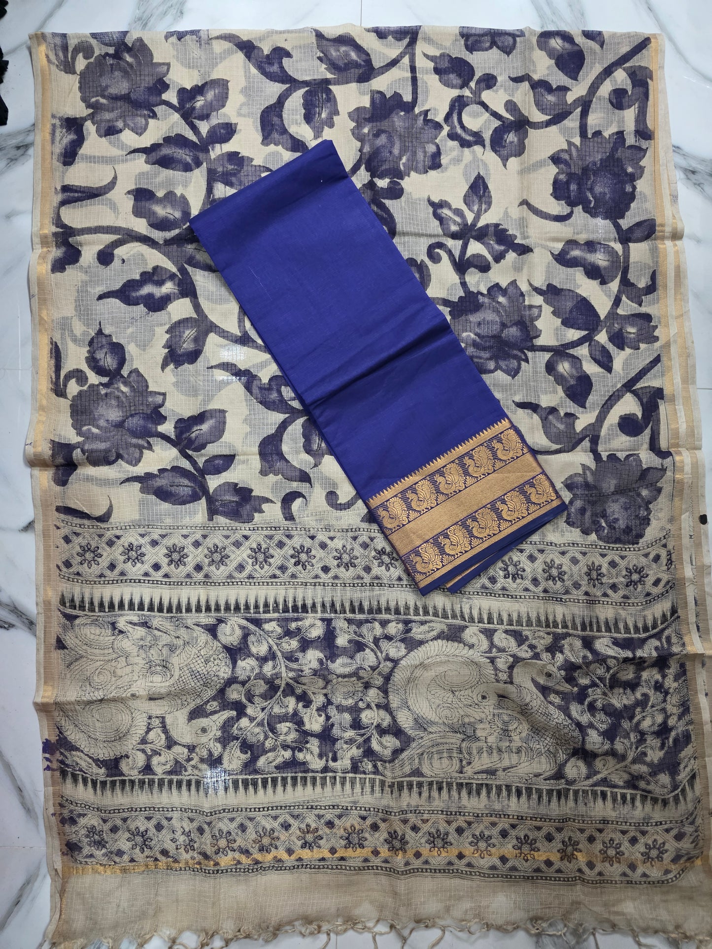 Handloom mangalagiri top with kota shawl-RV351