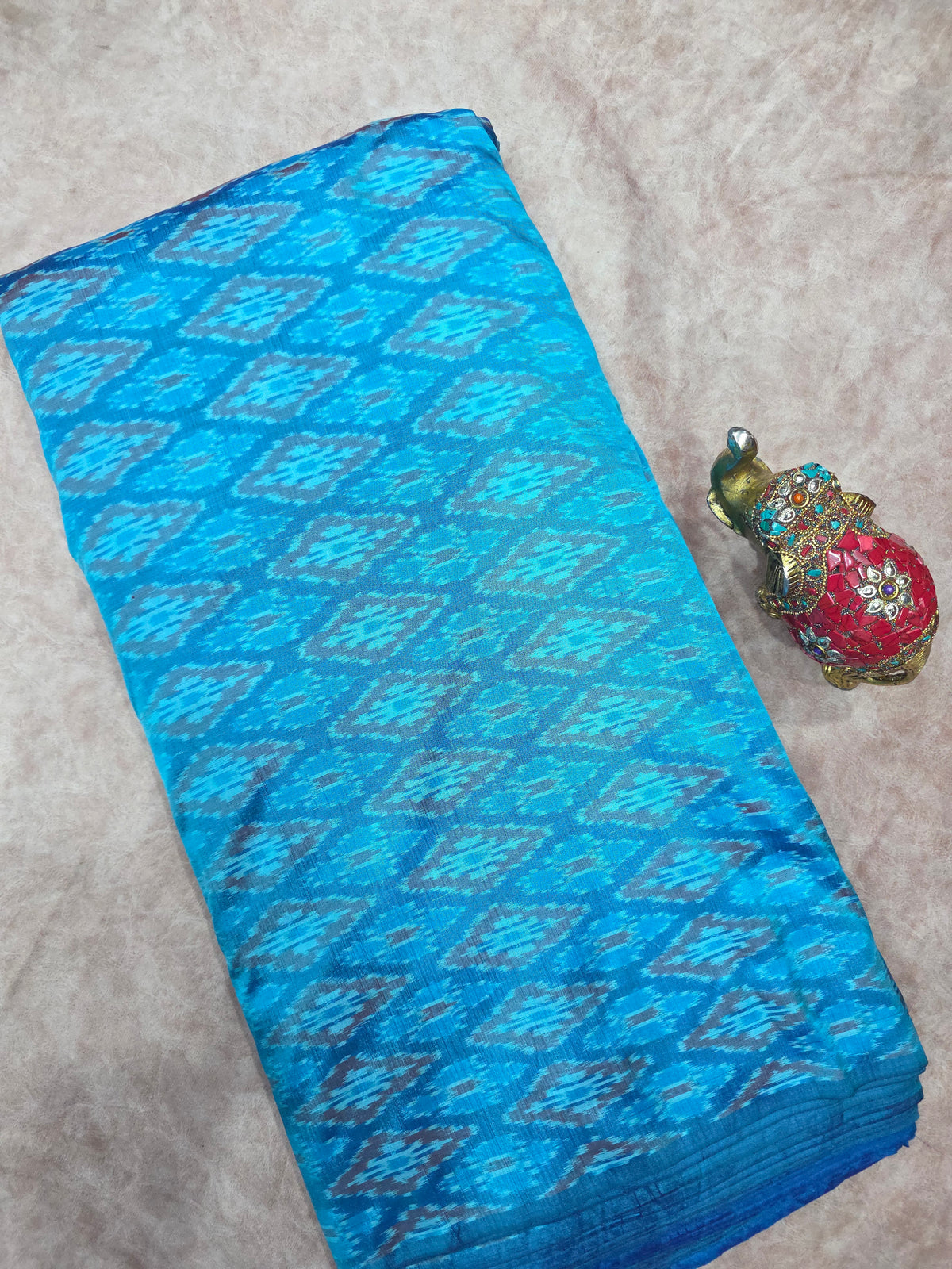 Pochampally dubbian ikkat silk running fabric - WW140