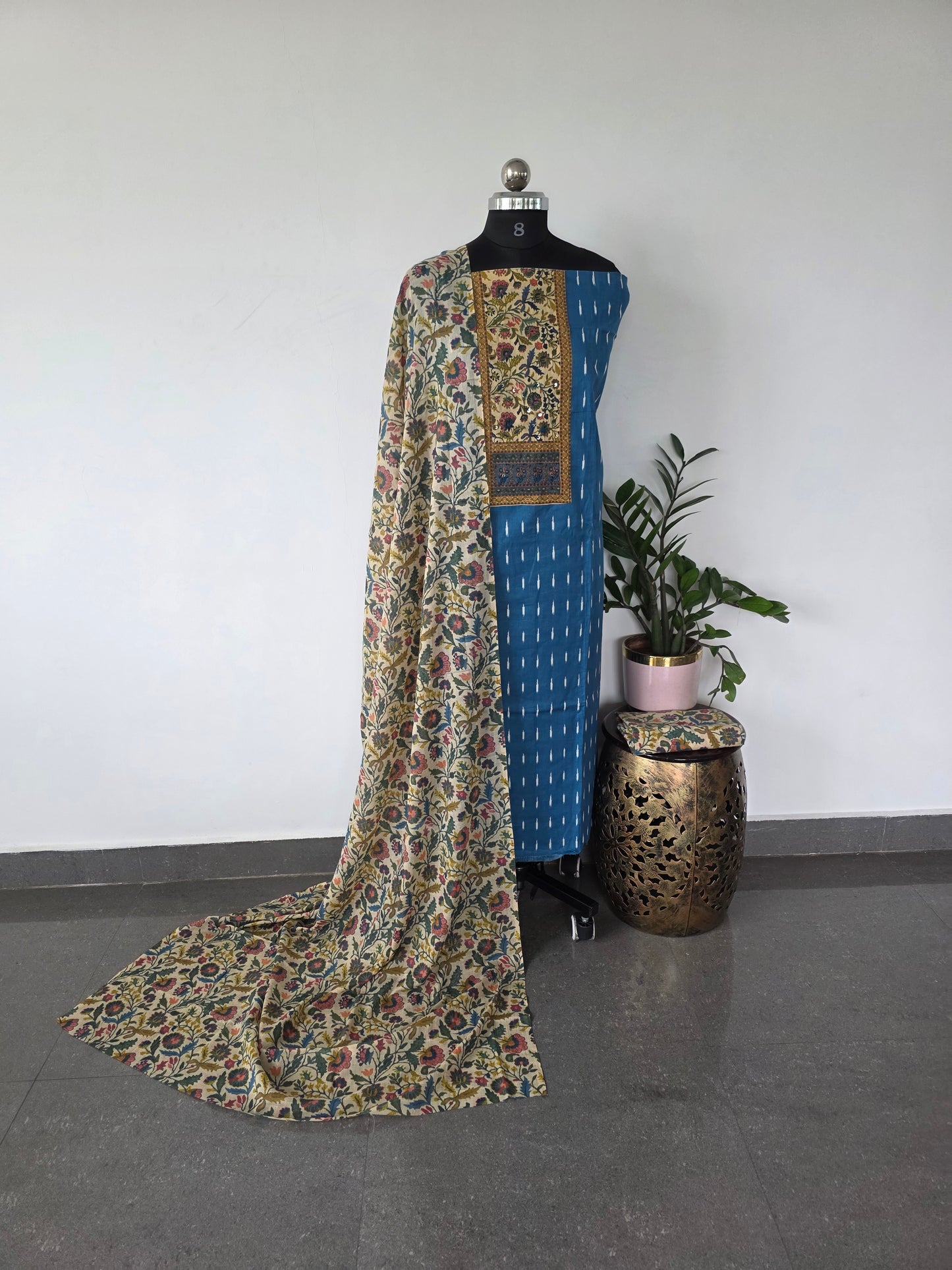 Regular/office wear pure cotton set - blue