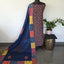 Handcrafted ajrakh cotton top with applique cotton shawl - BAA40