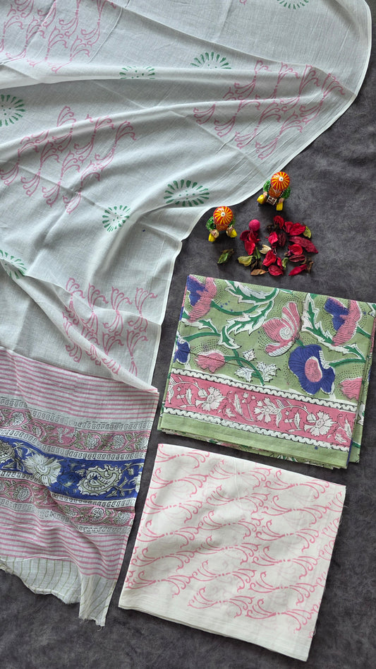 Handblock Jaipuri pure cotton set - JA494