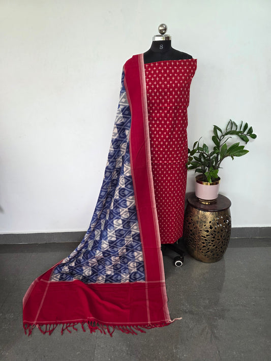 Handloom Double ikkat cotton with double ikkat duppatta -NV407