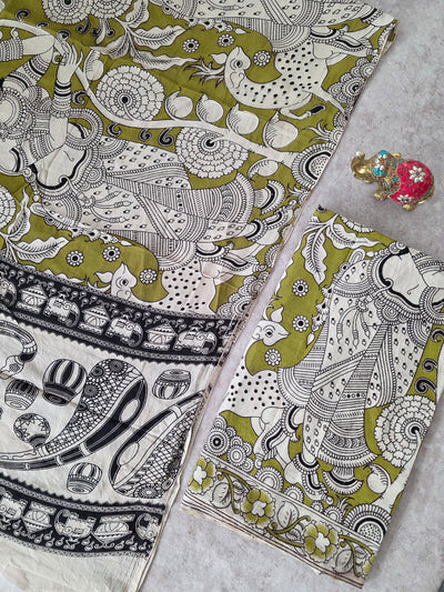 Pure Kalamkari Cotton Salwar Set (2.5 Metres) - Ak364