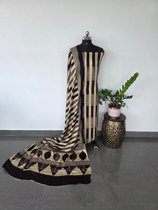 Handcrafted ajrakh modal silk set - HZ32