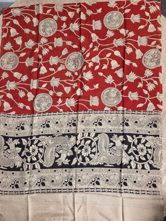 Pure chennuri silk kalamkari duppatta  - FZ3