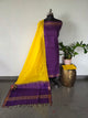 Checked Bhagalpuri fusion mangalagiri silk set - BA531