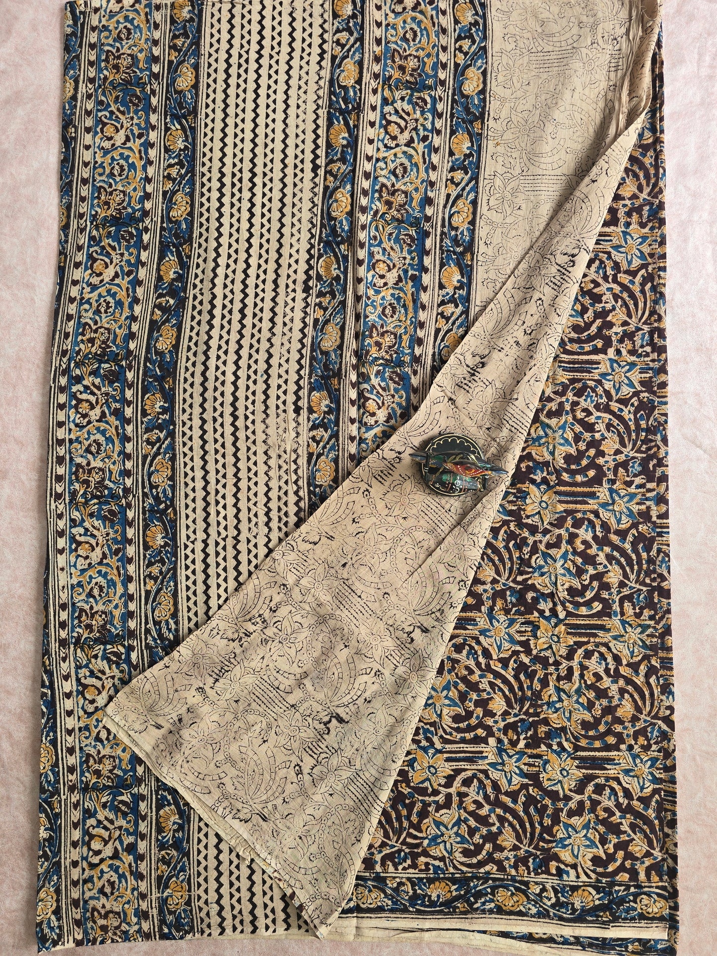 Handblock pure kalamkari cotton saree - HZ6