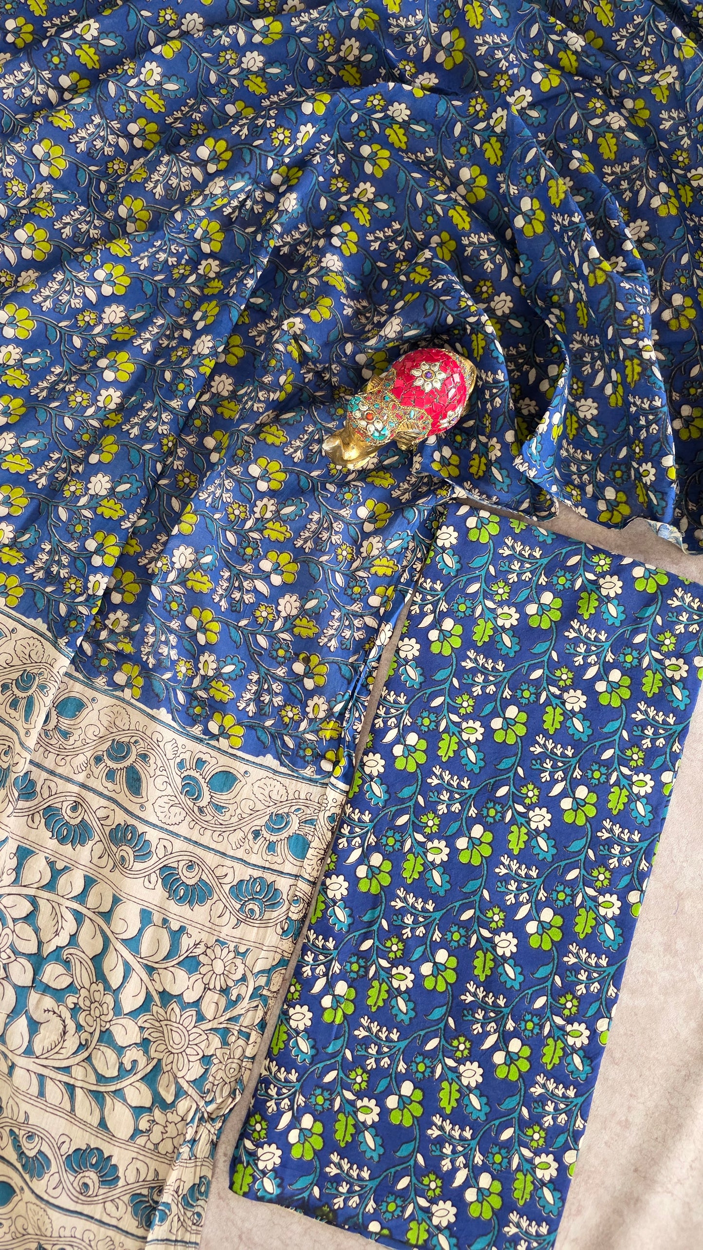Authentic pure kalamkari cotton set ( 2 pc set )- AK257