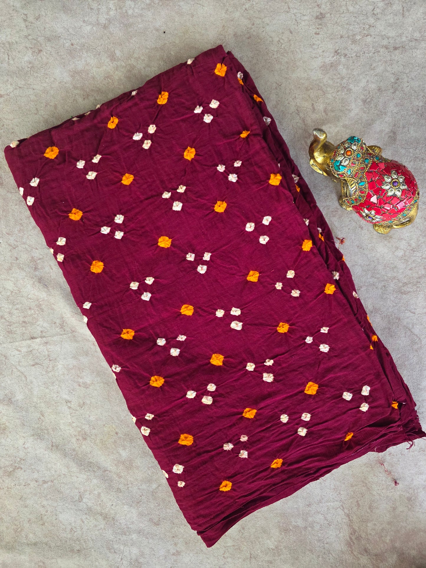 Handcrafted bandhini cotton running fabric-BN168
